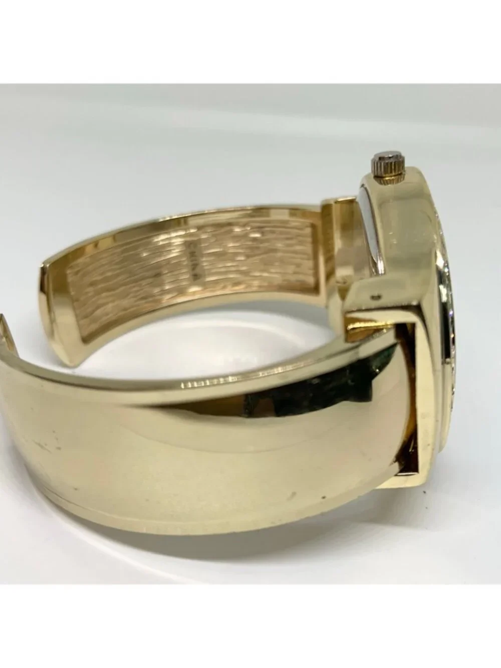 Studio women’s watch gold tone dial cuff bracelet size 7” quartz 38mm running